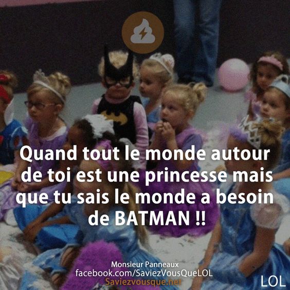 Quand tout le monde autour de toi est une princesse mais que tu sais le monde a besoin de BATMAN !!