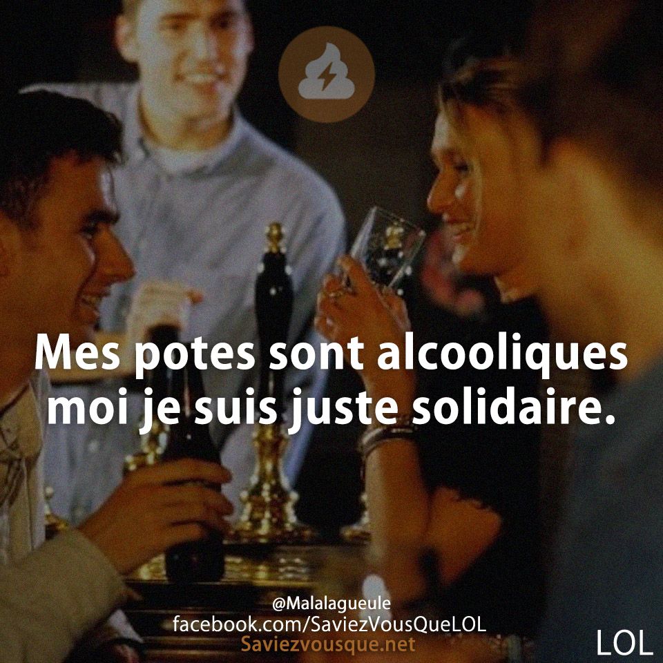 Mes potes sont alcooliques moi je suis juste solidaire.