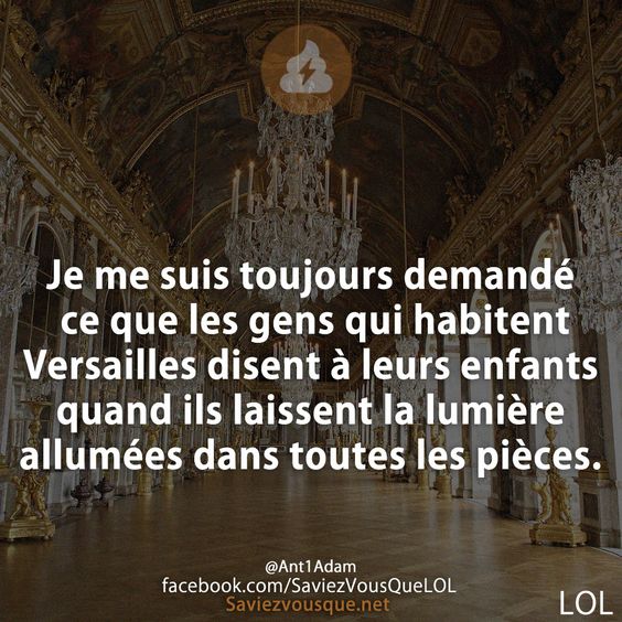 Je me suis toujours demandé ce que les gens qui habitent Versailles disent à leurs enfants quand ils laissent la lumière allumées dans toutes les pièces.