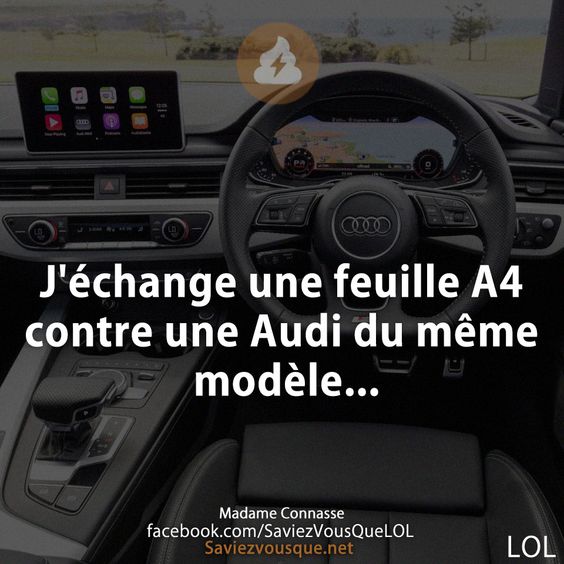 J&#039;échange une feuille A4 contre une Audi du même modèle...