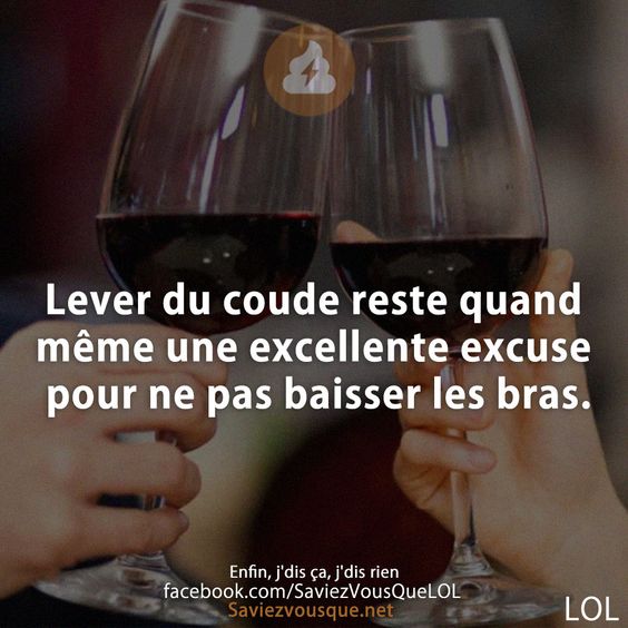 Lever du coude reste quand même une excellente excuse pour ne pas baisser les bras.