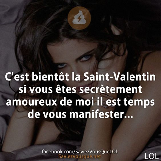 C&#039;est bientôt la Saint-Valentin si vous êtes secrètement amoureux de moi il est temps de vous manifester...
