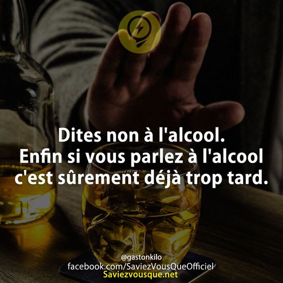 Dites non à l&#039;alcool. Enfin si vous parlez à l&#039;alcool c&#039;est sûrement déjà trop tard.