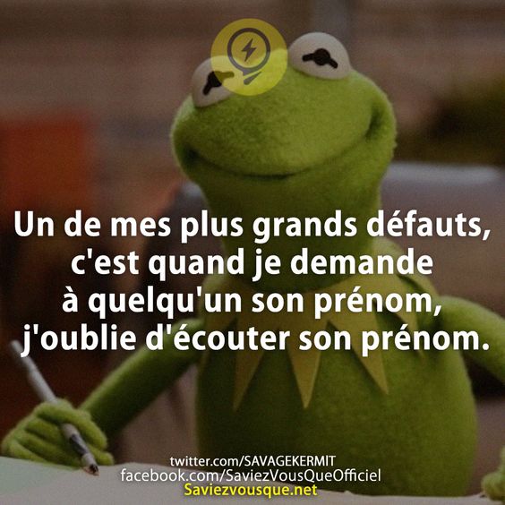 Un de mes plus grands défauts, c&#039;est quand je demande à quelqu&#039;un son prénom, j&#039;oublie d&#039;écouter son prénom.