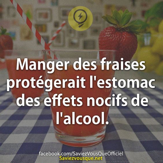 Manger des fraises protégerait l&#039;estomac des effets nocifs de l&#039;alcool.