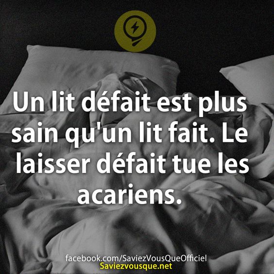 Un lit défait est plus sain qu&#039;un lit fait. Le laisser défait tue les acariens.