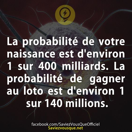La probabilité de votre naissance est d
