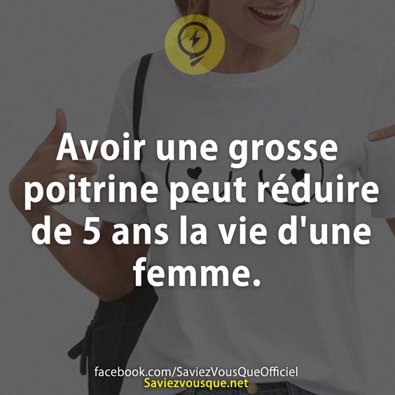 Avoir une grosse poitrine peut réduire de 5 ans la vie d&#039;une femme.