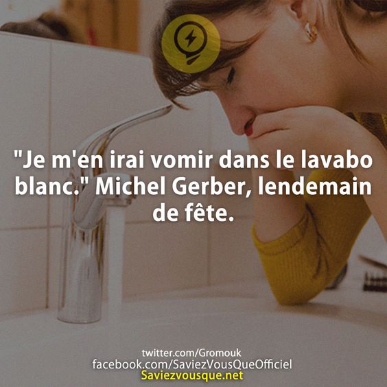 &quot;Je m&#039;en irai vomir dans le lavabo blanc.&quot; Michel Gerber, lendemain de fête.