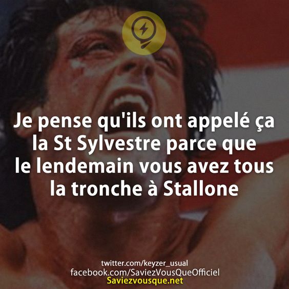 Je pense qu&#039;ils ont appelé ça la St Sylvestre parce que le lendemain vous avez tous la tronche à Stallone