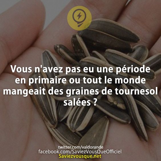 Vous n'avez pas eu une période en primaire ou tout le monde mangeait des graines de tournesol salées ?