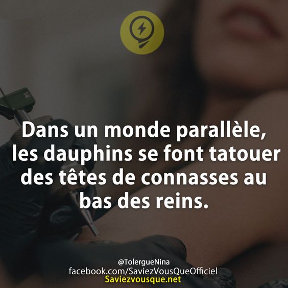 Dans un monde parallèle, les dauphins se font tatouer des têtes de connasses au bas des reins.