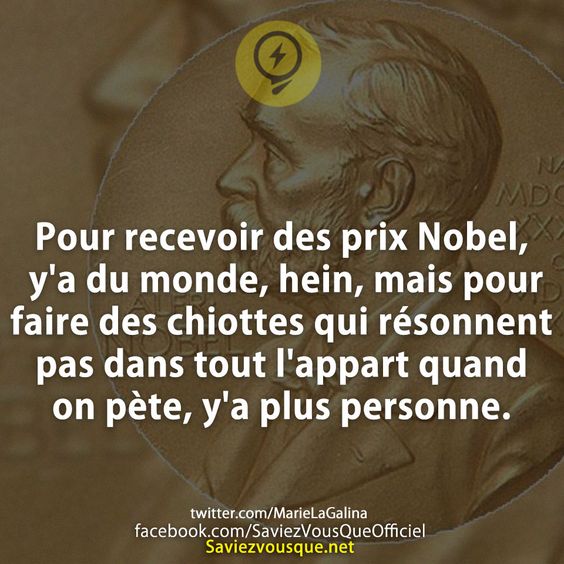 Pour recevoir des prix Nobel, y&#039;a du monde, hein, mais pour faire des chiottes qui résonnent pas dans tout l&#039;appart quand on pète, y&#039;a plus personne.