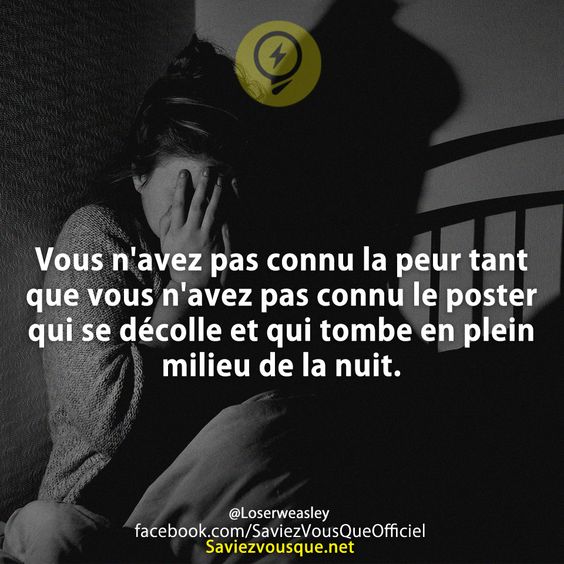 Vous n&#039;avez pas connu la peur tant que vous n&#039;avez pas connu le poster qui se décolle et qui tombe en plein milieu de la nuit.