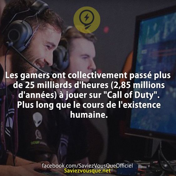 Les gamers ont collectivement passé plus de 25 milliards d'heures (2,85 millions d'années) à jouer sur "Call of Duty". Plus long que le cours de l'existence humaine.