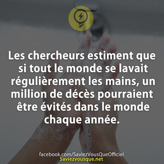 Les chercheurs estiment que si tout le monde se lavait régulièrement les mains, un million de décès pourraient être évités dans le monde chaque année.