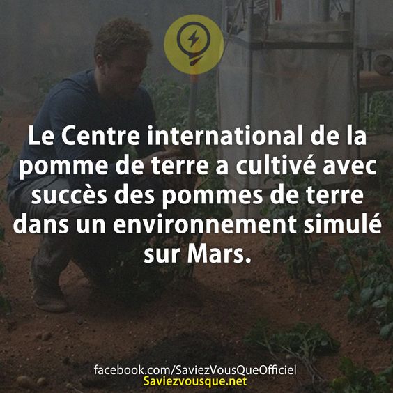 Le Centre international de la pomme de terre a cultivé avec succès des pommes de terre dans un environnement simulé sur Mars.