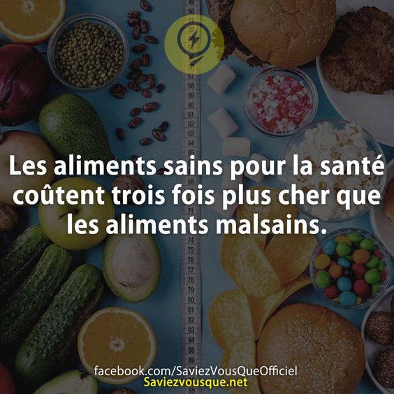 Les aliments sains coûtent trois fois plus cher que les aliments malsains.