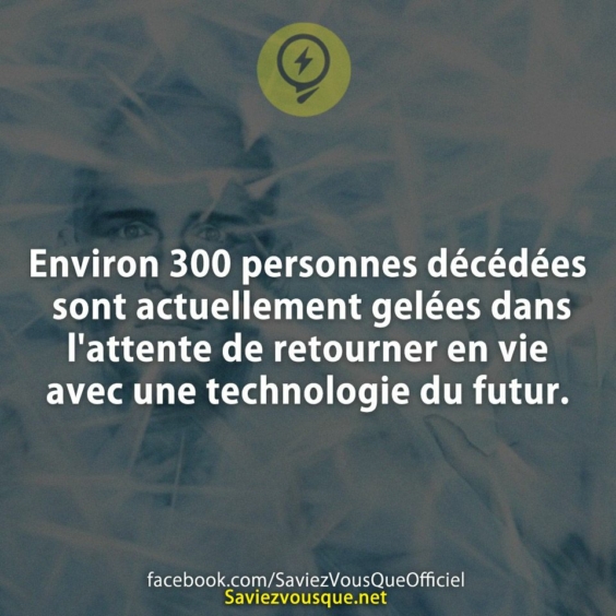 Environ 300 personnes décédées sont actuellement gelées dans l&#039;attente de retourner en vie avec une technologie du futur.