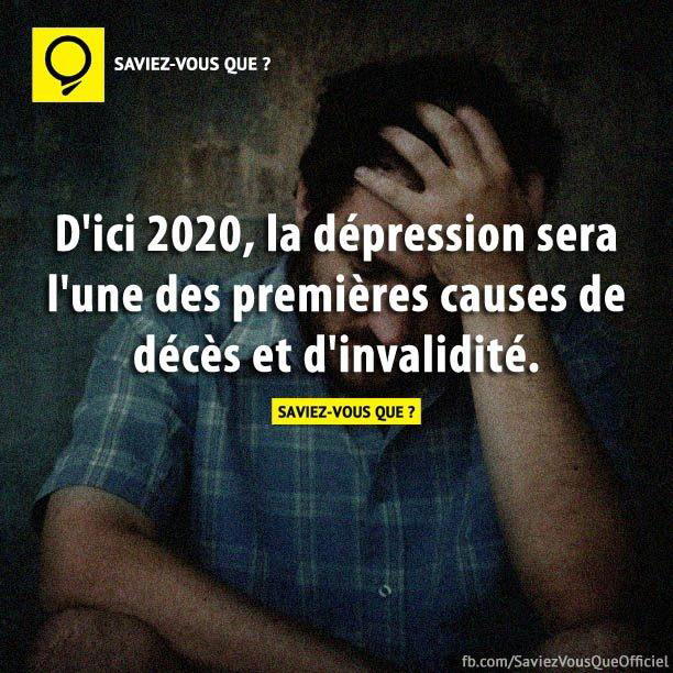 D’ici 2020, la dépression sera l’une des premières causes de décès et d’invalidité.