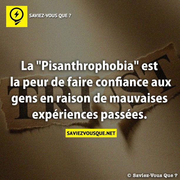 La “Pisanthrophobia” est la peur de faire confiance aux gens en raison de mauvaises expériences passées.
