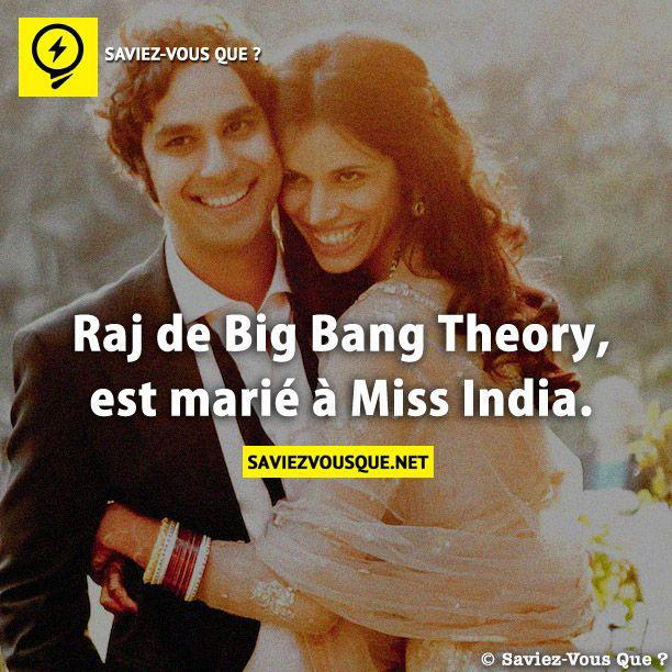 Raj de Big Bang Theory, est marié à Miss India.