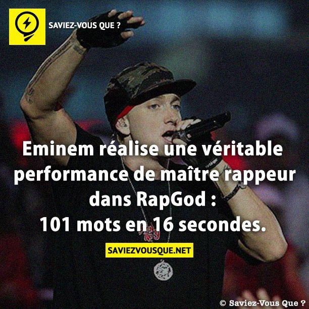 Eminem réalise une véritable performance de maître rappeur dans RapGod : 101 mots en 16 secondes.