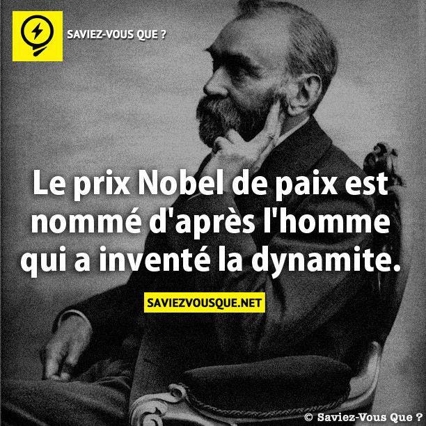 Le prix Nobel de paix est nommé d’après l’homme qui a inventé la dynamite.