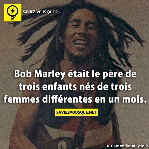 Bob Marley était le père de trois enfants nés de trois femmes différentes en un mois.