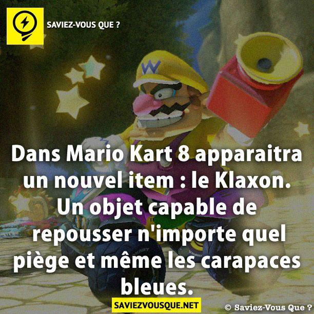 Dans Mario Kart 8 apparaitra un nouvel item : le Klaxon. Un objet capable de repousser n’importe quel piège et même les carapaces bleues.