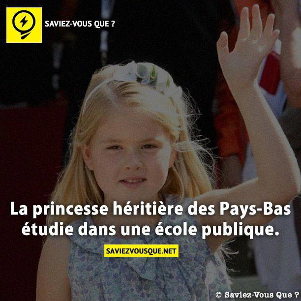 La princesse héritière des Pays-Bas étudie dans une école publique.
