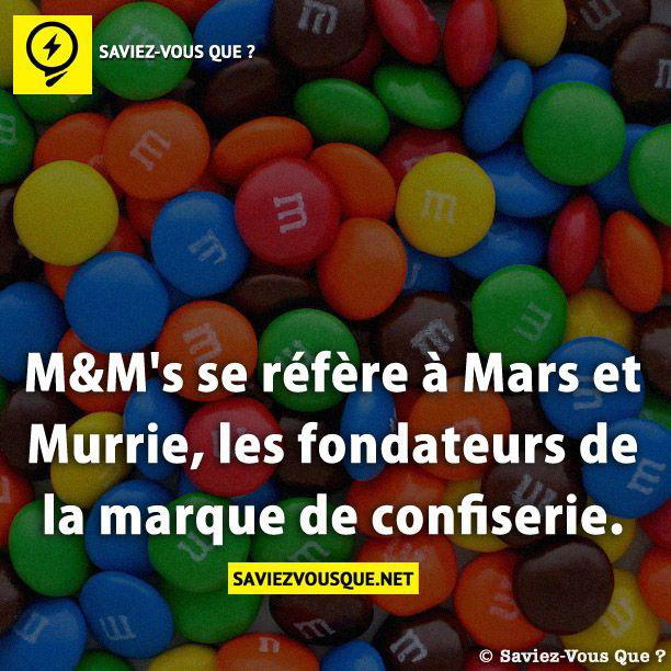M&M’s se réfère à Mars et Murrie, les fondateurs de la marque de confiserie.