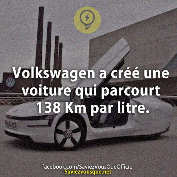 Volkswagen a créé une voiture qui parcourt 138 Km par litre.
