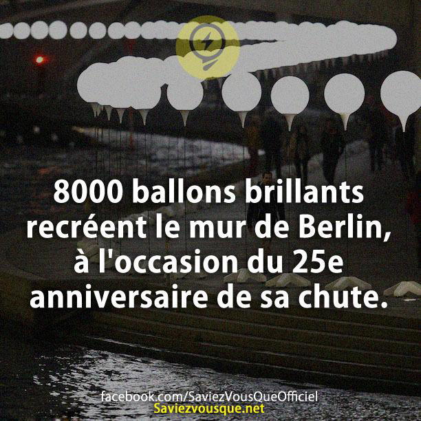 8000 ballons brillants recréent le mur de Berlin, à l’occasion du 25e anniversaire de sa chute.