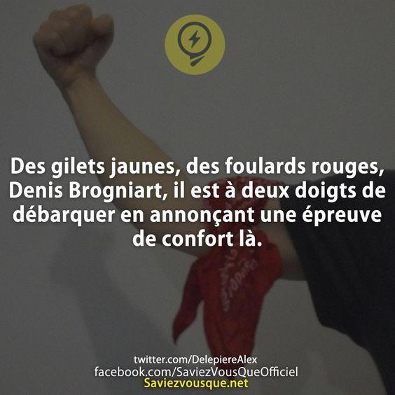 Des gilets jaunes, des foulards rouges, Denis Brogniart, il est à deux doigts de débarquer en annonçant une épreuve de confort là.