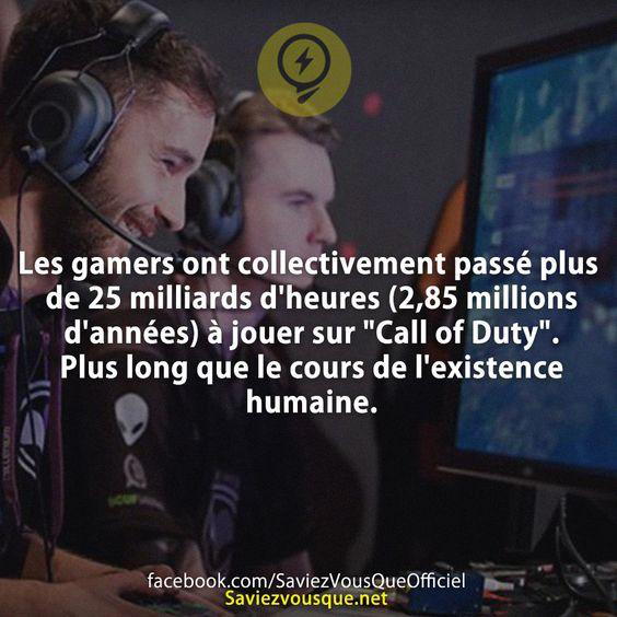 Les gamers ont collectivement passé plus de 25 milliards d’heures (2,85 millions d’années) à jouer sur « Call of Duty ». Plus long que le cours de l’existence humaine.